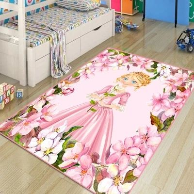 

Else Pink Floral Flowers Little Princess 3d Print Non Slip Microfiber Children Kids Room Decorative Area Rug Kids Mat