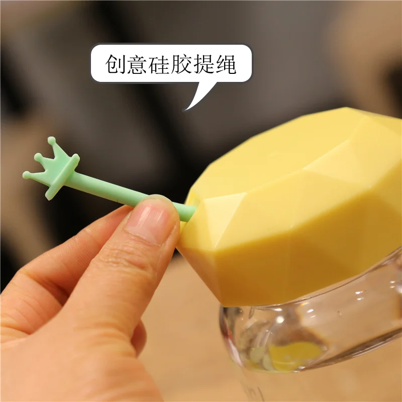 Portable Mini- Cup With Bring Cover Small Fresh Diamonds Lemon Transparent |