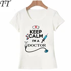 Новинка лета 2021, Новая женская Футболка keep calm I am doctor design, крутые топы для девушек, хипстерские женские футболки