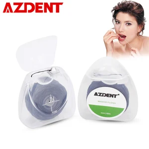 Зубная нить AZDENT 50 м с бамбуковым углем, зубочистка со вкусом мяты, встроенная катушка, плоская проволока, черная зубная нить, сменная сердцевина