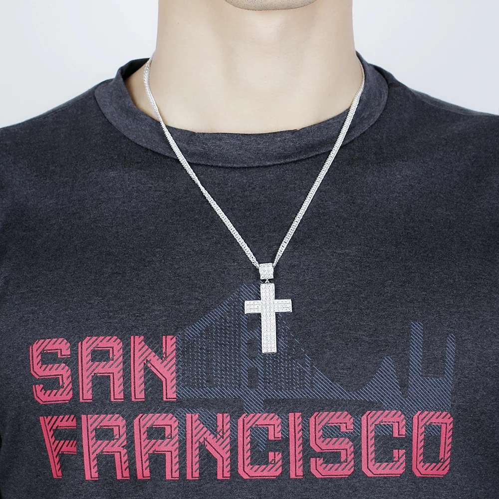 Мужская Серебряная подвеска в форме Креста прозрачная моисанит Креста|Ожерелья|