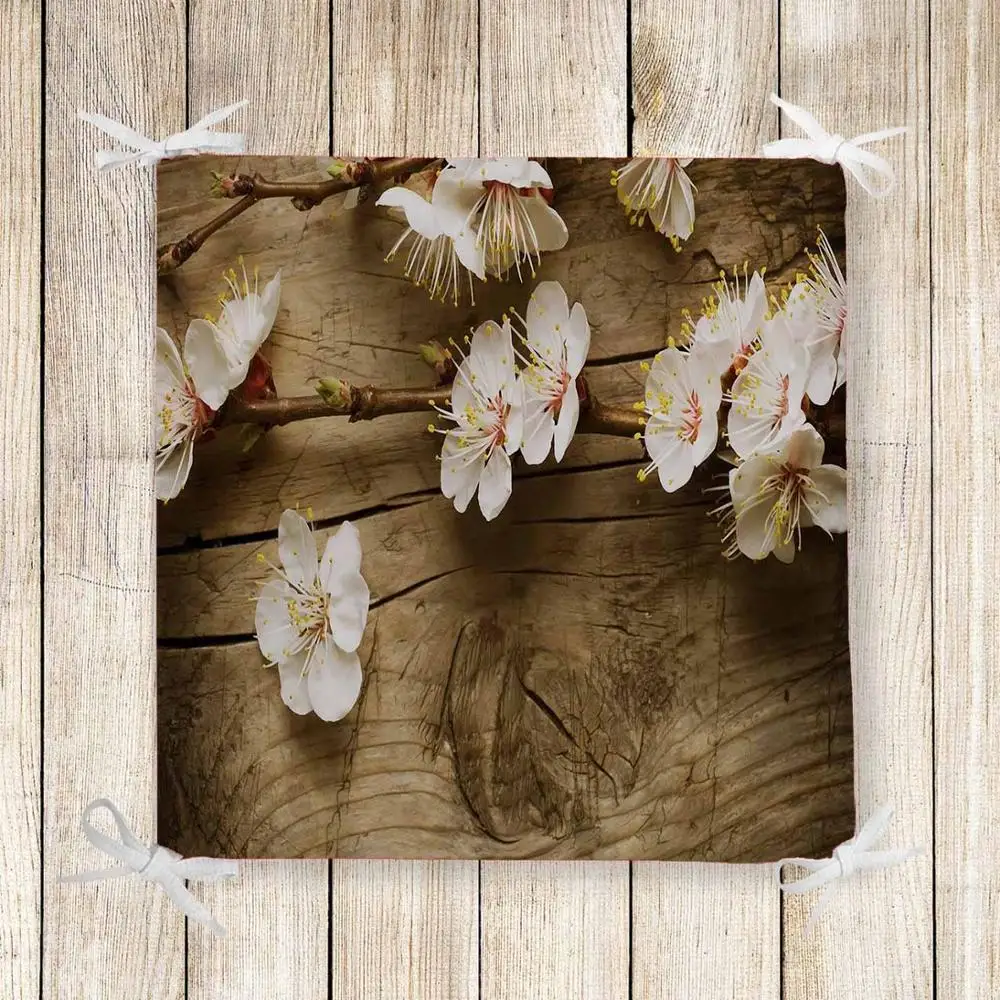 

Else Brown Wood on White Flowers Tree 3d Print Square Chair Pad Seat Cushion Soft Memory Foam Full Lenght Ties Non Slip Washable