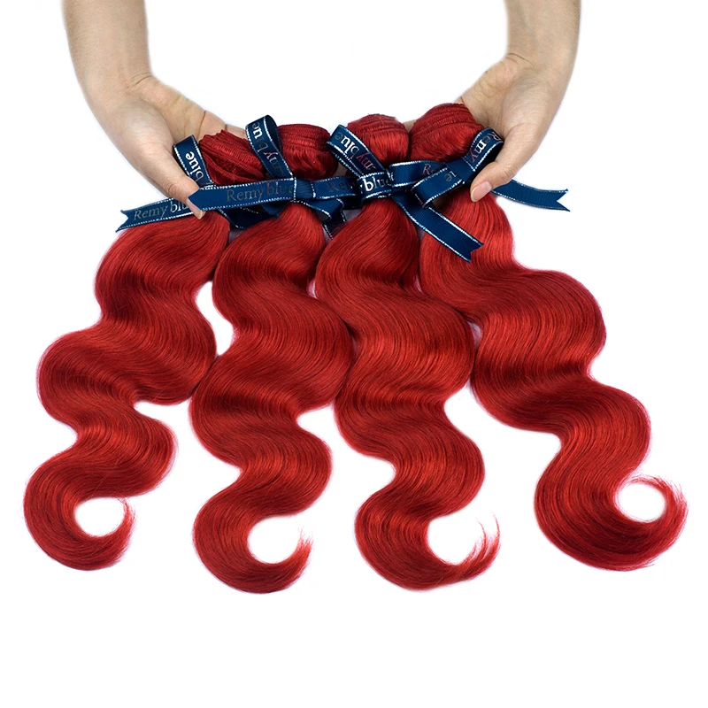 Реми синий смелые красный Малайзии тела волновые пучки волос бордовый