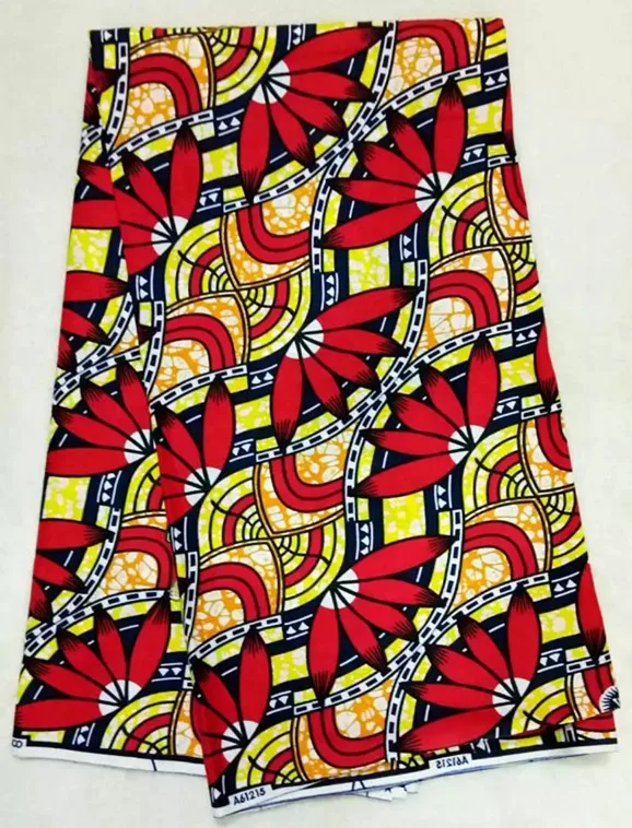 Red&ampyellow african wax fabric 40*40 Density 100% cotton 6yards/pcs for art quilts (Nov-2-2017) |