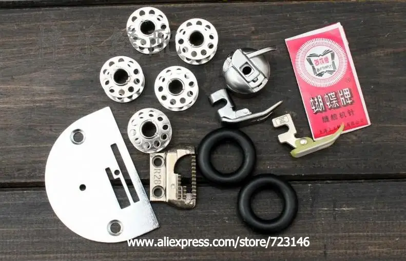 

13/5 PCS OLD HOME Sewing Machine Part Accessories BOOBNE CASE+Belt+NEEDLE PLATE+FEED DOG+HA x 1 Needles FOR OLD SINGER PFAFF