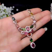 kjjeaxcmy boutique jewelry 925 silver inlaid natural tourmaline womans large necklace support detection
