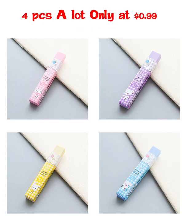 Assorted 1 шт., милый прямоугольный карандаш 2B, резиновый ластик для офиса, школы, детей, для записи призов, для рисования, для студентов, креативный подарок - Цвет: Assorted