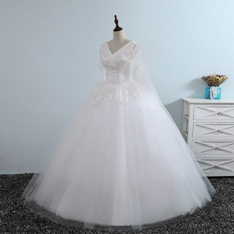 Chiffon Lace Appliques Wedding Dtrss Sexy Boat Neck Ball Gown 2019 New Style Brilliant Plus Size Noiva Casamento Formal Dress