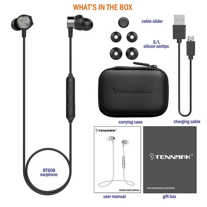 TENNMAK BT608 Bluetooth 5 0 водонепроницаемые спортивные наушники вкладыши с защитой от пота