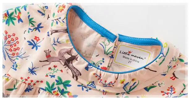 Детская брендовая одежда Little maven осенняя хлопковая футболка с длинными рукавами