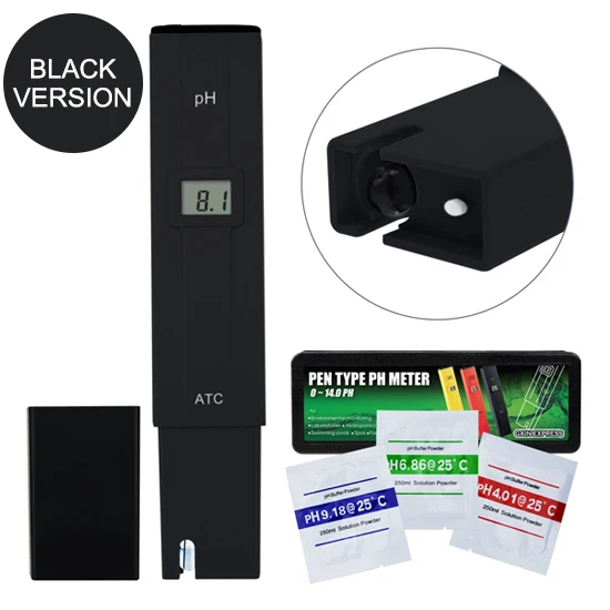PH-014-BLK РН-метр карманного размера, цифровой тестер качества воды ATC+/-0.1pH измерение бассейнов, аквариумов - Цвет: PH-014-BLK