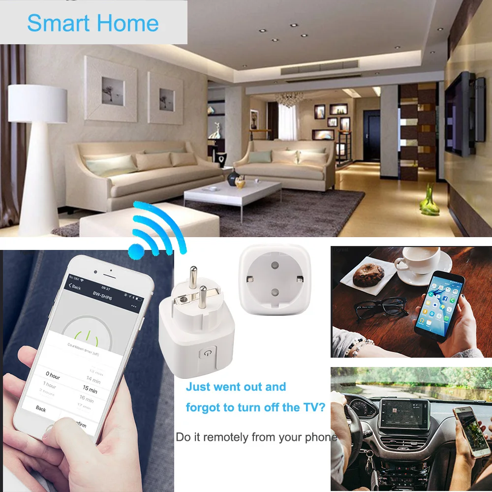 умная розетка wifi eu вилка электрическая смарт вай фай 16A таймер управлением