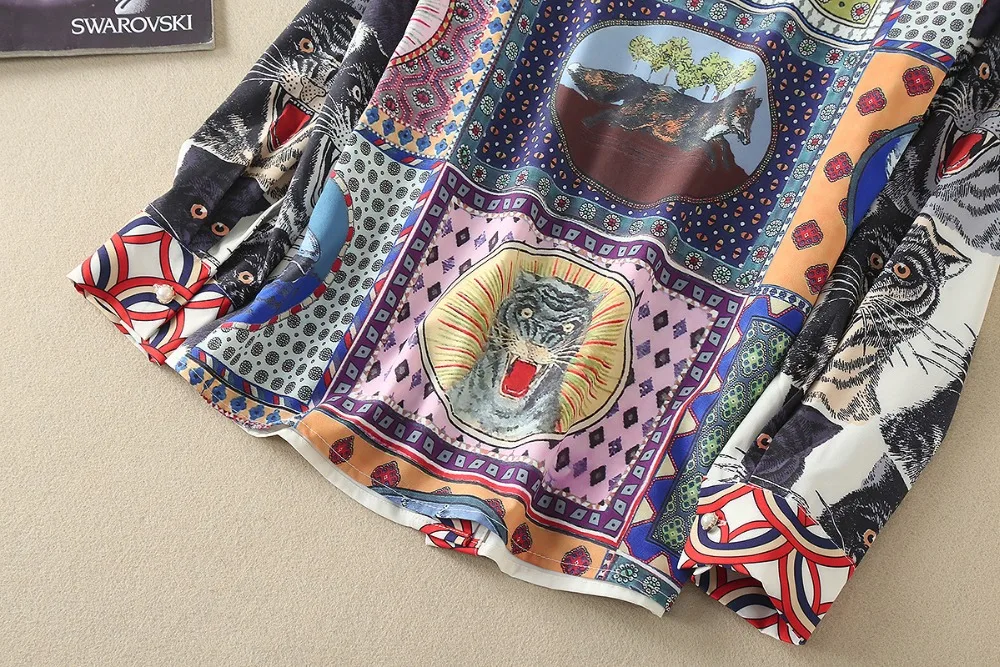 2018 блузы и юбки с принтом тигра змеи Дизайнерские комплекты из 2 предметов