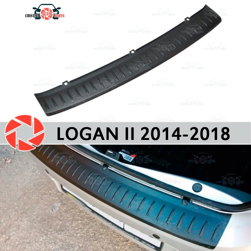Защитная пластина на порог заднего бампера для Renault Logan II 2014 2018|Хромирование| |