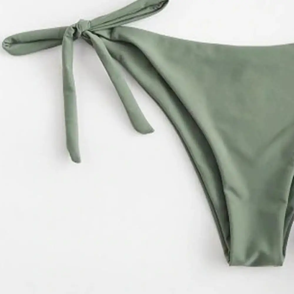 Женский купальник бикини однотонный пляжный купальный костюм с открытой спиной