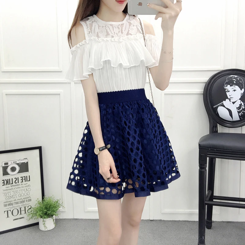 Летний новый сетки юбки женская высокой талии диких puff слово юбка|mesh skirt|waist skirthigh