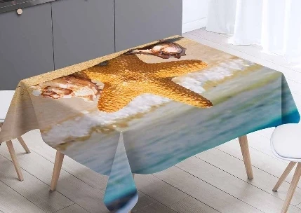 Еще скатерть синее небо Морская ракушка звезда 3d моющаяся Пылезащитная плотная