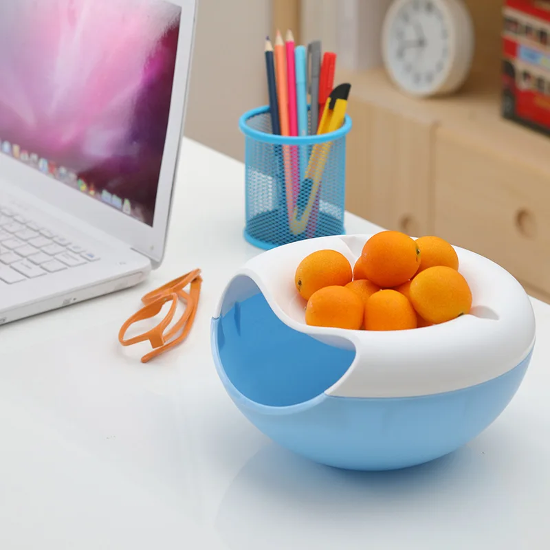 Creative Lazy Fruit Dish Snacks Nut Melon Seeds Bowl Double Layer Plastic Candy Plate Peels Shells Storage Tray Desk Home Decor | Дом и сад