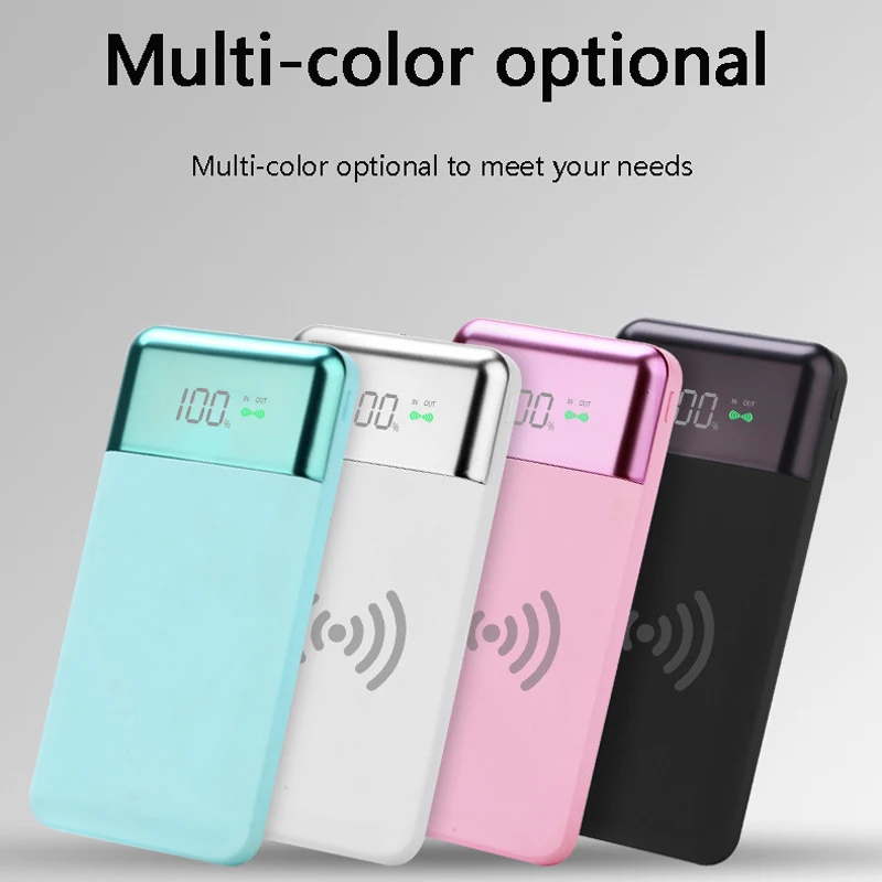 Wireless Charging Colorful 20000MAH Power Bank QI Standard Digital Display Treasure Portable Powerbank For iPhone X | Мобильные