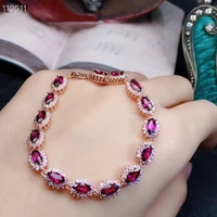 kjjeaxcmy fine jewelry 925 silver inlaid natural aluminum magnesium garnet bracelet support detection
