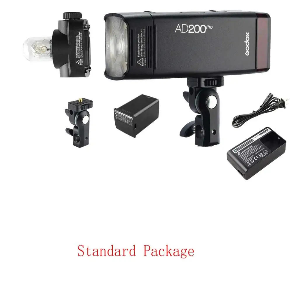 standard Godox AD200 Pro AD200Pro 200Ws 2,4G Вспышка стробоскоп 2900mAh батарея голая лампа Speedlite френель головка для DSLR вспышка для фотоаппарата - Цвет: standard