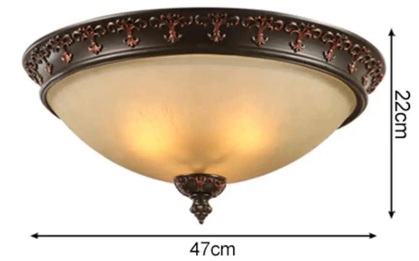 B Diameter 47cm Американский потолочный светильник s Европейский кованого железа смолы стекло потолочный светильник гостиная кухня спальня прохода зал светильник - Цвет корпуса: B Diameter 47cm