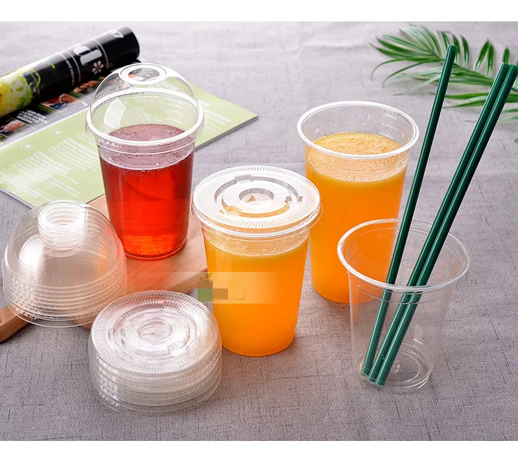 100x одноразовые стаканчики из пла Compostable Biodegrade чашки 12 oz 380 ml-400 ml 16 oz 500 ml-520 ml 20 oz 610 ml-630 ml плоские крышки купола