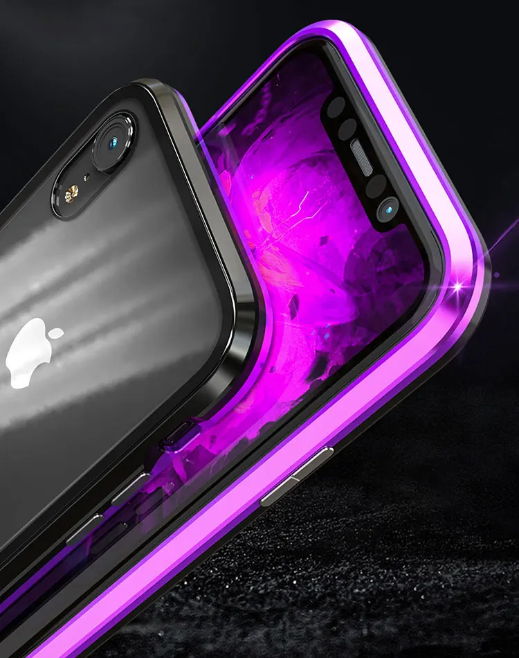 Магнитный металлический адсорбционный чехол для iPhone11pro max XR, роскошный Ультратонкий чехол из закаленного стекла для iPhone XS max, противоударный