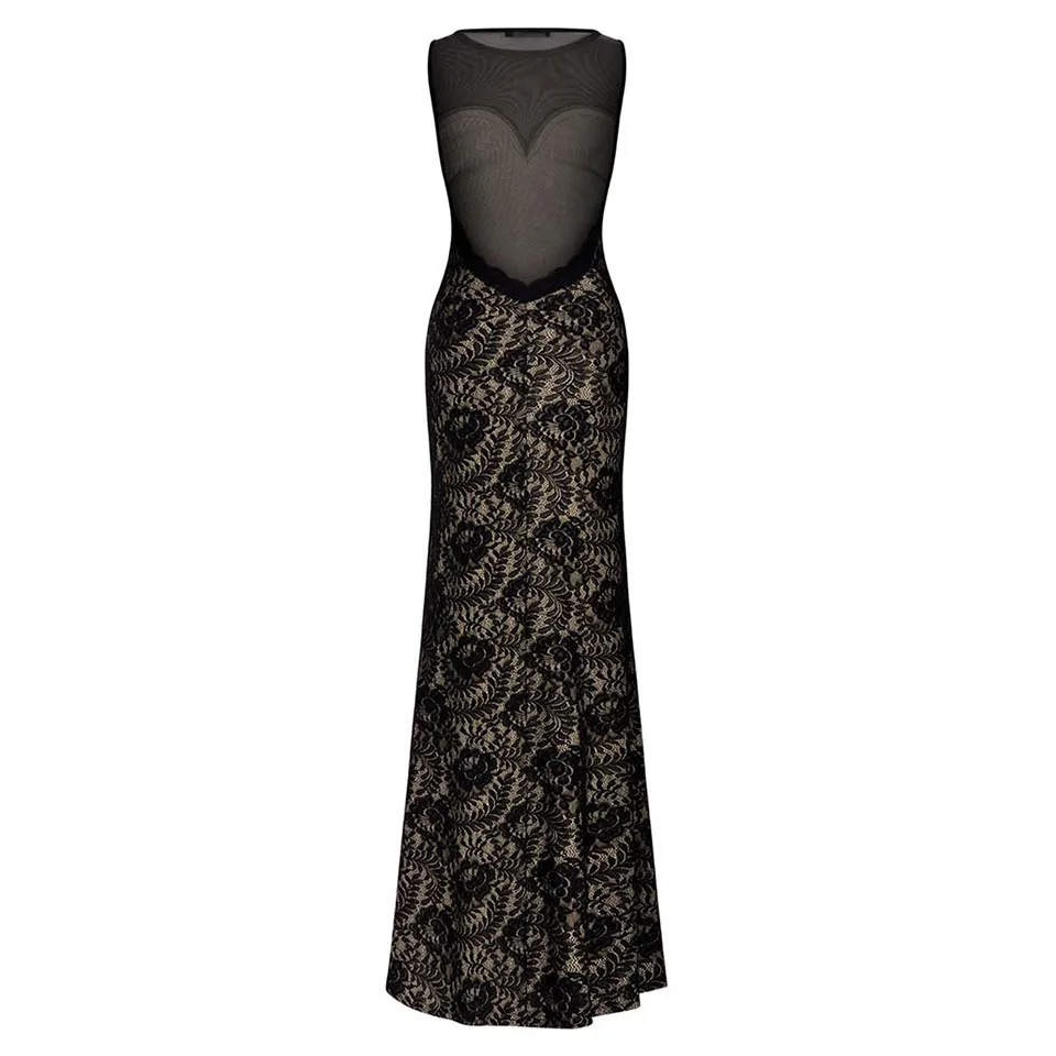 Черное вечернее платье Dressv недорогое кружевное футляр с глубоким вырезом без - Фото №1