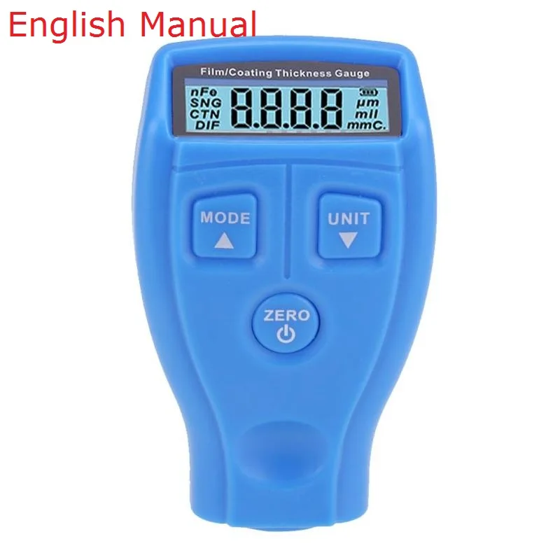 Blue English GM200 толщиномер для нанесения краски, тестер, ультразвуковая пленка, мини-прибор для измерения покрытия автомобиля, прибор для измерения краски, руководство на русском и английском языках - Цвет: Blue English