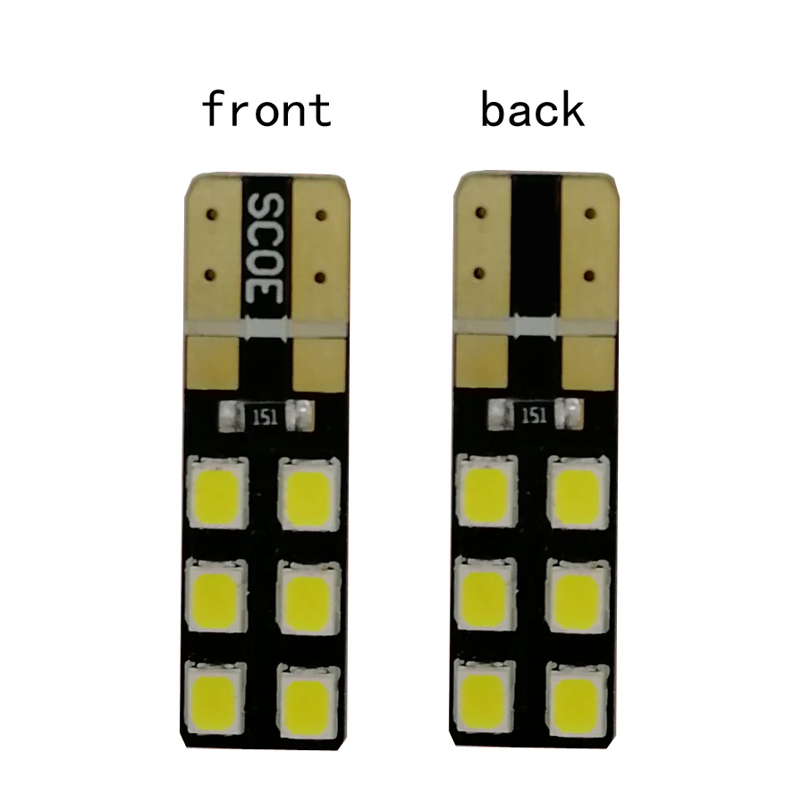 SCOE 10 шт. высокое качество T10 W5W Светодиодная лампа 168 194 2825 12SMD габаритные огни