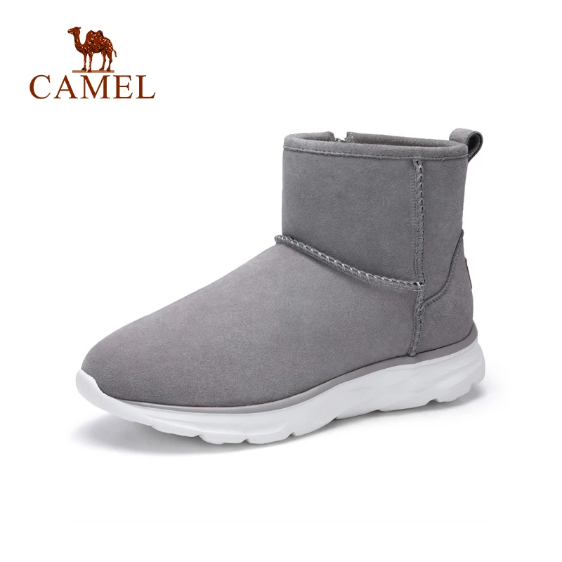 CAMEL/мужские зимние ботинки на высоком каблуке с теплым мехом кожаная замшевая