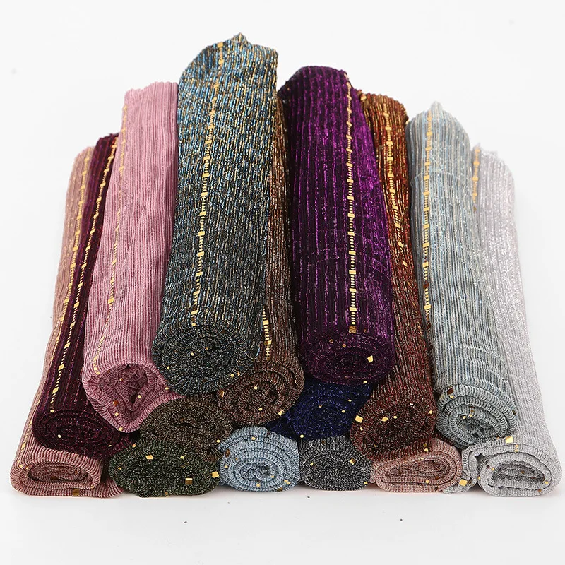 2018 женский Шарф Модный Блестящий Золотой Серебряный пряжа мусульманский хиджаб