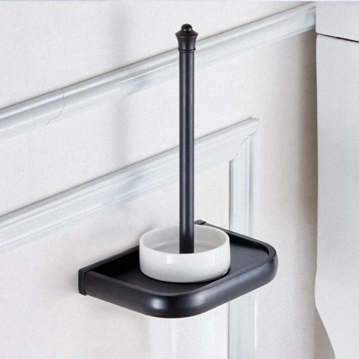 Toilet Brush Holder Роскошный современный набор аксессуаров для ванной комнаты, черный квадратный держатель для бумажных полотенец, Полка для полотенец - Цвет: Toilet Brush Holder