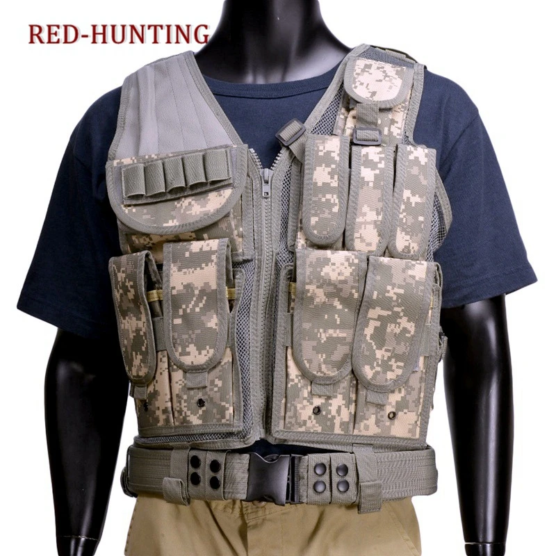 

Tactical Vest Military Airsoft Vest Adjustable Breathable Combat Training Vest for Outdoor Hunting Fishing Army Fans CS War Game