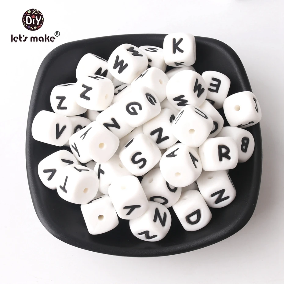 100pc Silicone Beads Alphabet Letter Food Grade For Teething Necklace In 26 Letters BPA  Free Silicone Letter Teether Let's Make