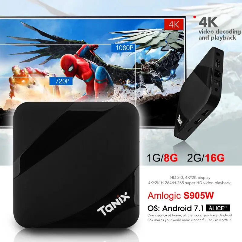 Tanix TX3 Max ТВ коробка Android 7 1 Amlogic S905W 2 ГБ 16 BT4.1 HDMI 0 H.265 Wi Fi 4 г Декодер каналов