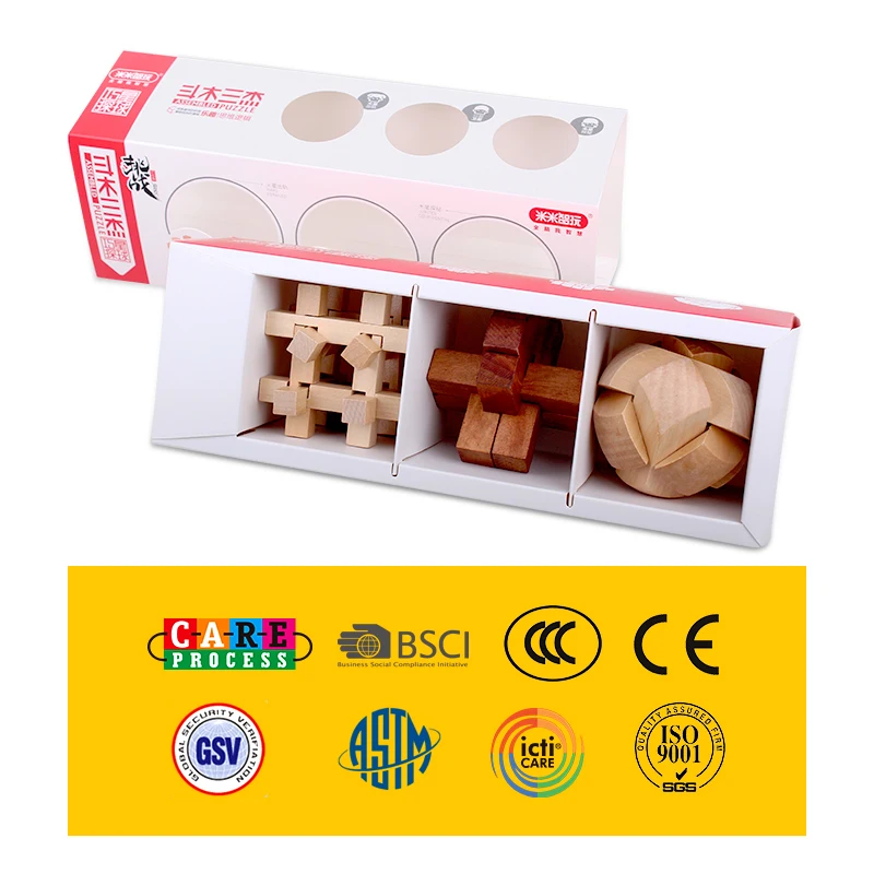 3 шт./компл. 3D Деревянный пазл для детей и взрослых деревянная головоломка iq мозга
