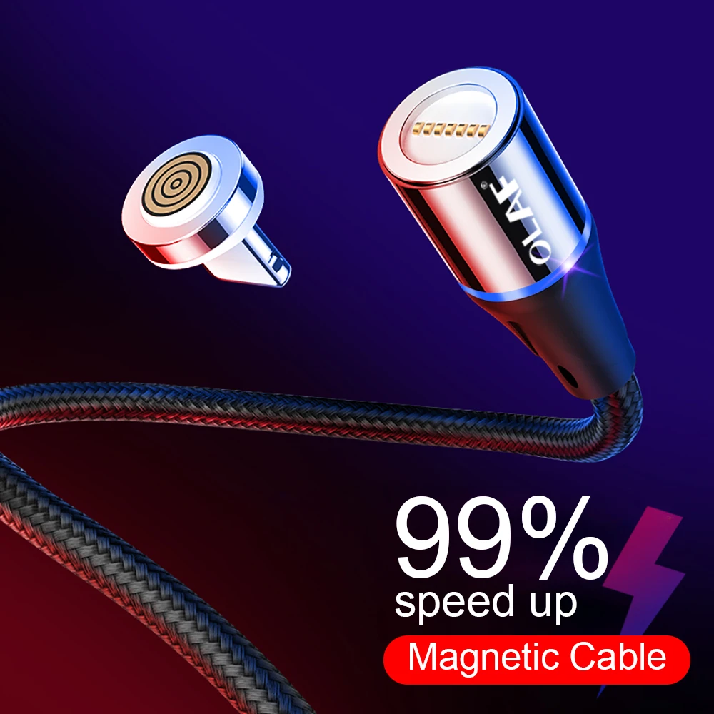 Магнитный USB кабель OLAF 2 м 1 3 А быстрая зарядка Micro Тип C для iPhone X Samsung S9 Xiaomi зарядный