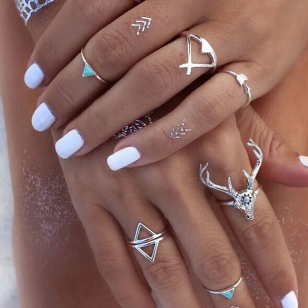 7 шт./компл. винтажный этнический богемный Бохо кольцо олень Anillos De Animales Bague панк