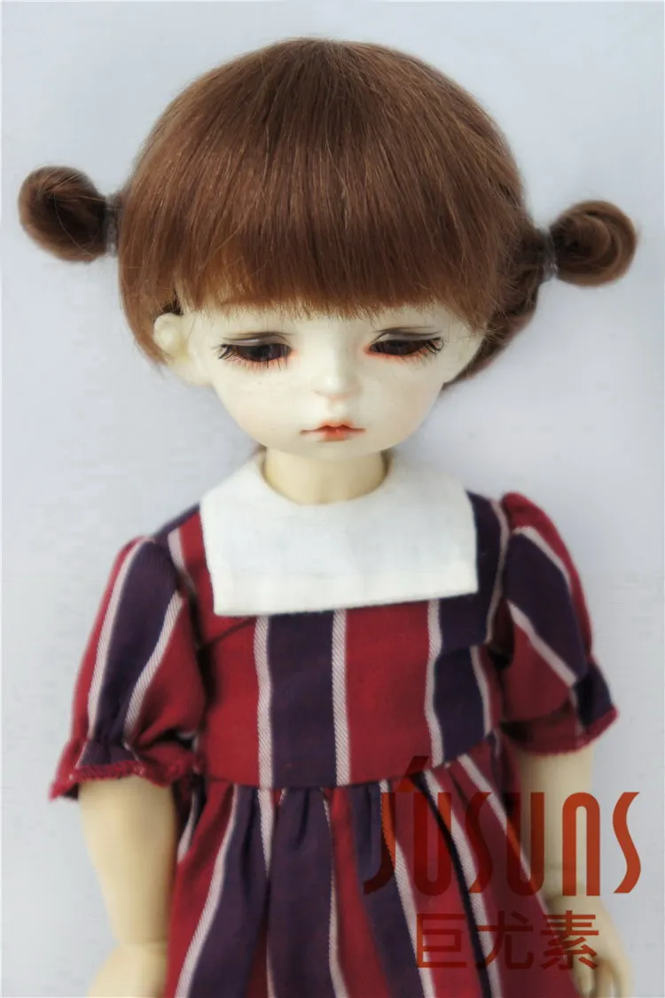 JD415 1/8 1/6 1/4 милые два пони BJD mahair парики Размер 5-6 дюймов 6-7 дюймов 7-8 дюймов кукольные волосы модные кукольные аксессуары - Цвет: 6-7inch Light Brown