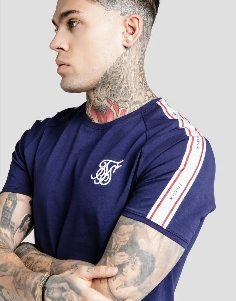 SikSilk темно-синяя полосатая Мужская футболка