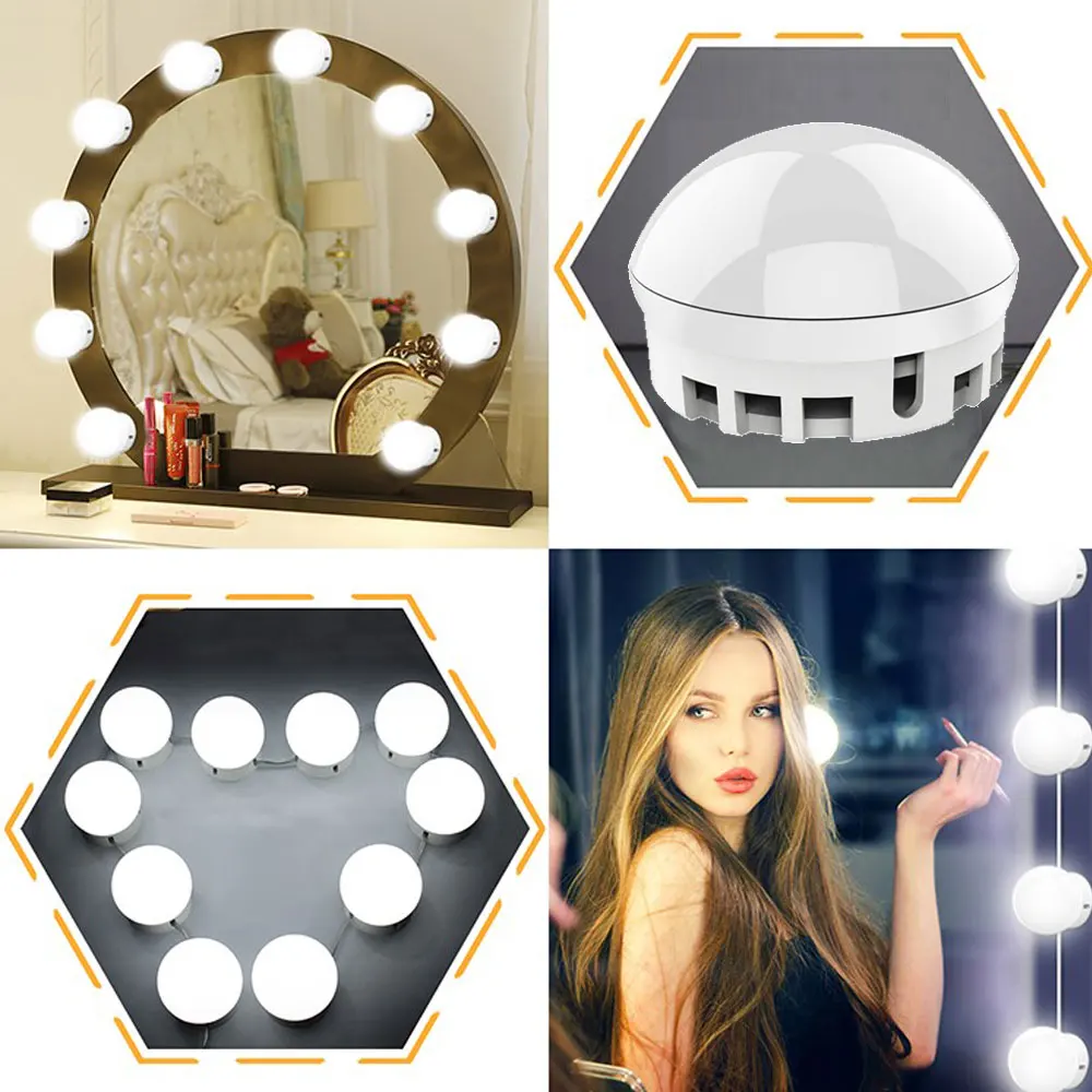 Светодиодный светильник для зеркала макияжа 12 светодиодов с регулируемой