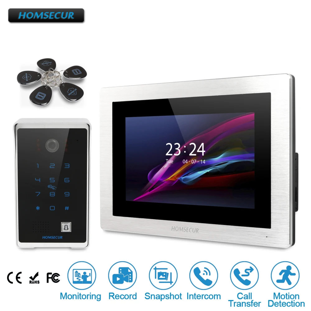 

HOMSECUR 7" Wired Video Door Entry Security Intercom With Touch Screen Monitor BC081+BM714-S