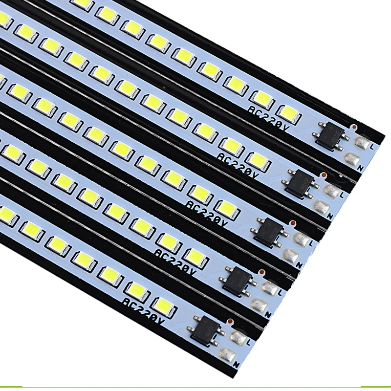 Фото Жесткая светодиодная лента 220 В 2835 SMD лампа для шкафа Бесплатная витрина полоса Жесткая светодиодная лента 220 В 2835 SMD лампа для шкафа Бесплатная витрина полоса