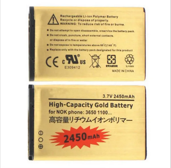 10 шт./лот 2450 мАч BL-5C BL5C BL 5C Золото Замена Батарея для nokia 3650 1100 6230 6263 6555 1600 6630 6680 6550 E50