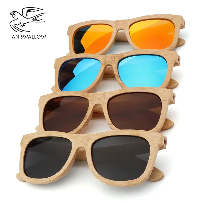 

Cool Men's Wood Bamboo Sunglasses Polarized UV400 Protection Wooden Frame Glasses Frame with Colored Lenses in Wooden Boxes Beac