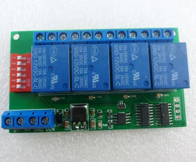 Многофункциональное реле задержки шины RS485 12 В 4 канальное MODBUS и пульт