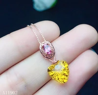 kjjeaxcmy boutique jewels 925 pure silver inlaid natural gemstone citrine lady necklace pendant support detection