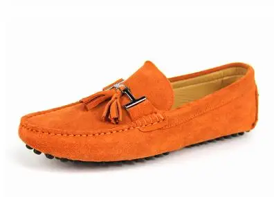 032 orange Осенние мокасины; мужские лоферы из натуральной кожи; слипоны на плоской подошве; легкая обувь для вождения; мужские водонепроницаемые мокасины на плоской подошве; 021 - Цвет: 032 orange